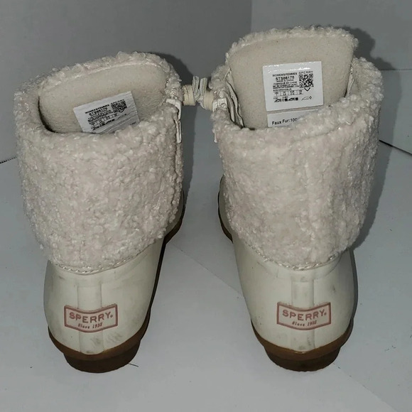 Sperry Cream Saltwater Sherpa Side Zip Women's Size 7 - Picture 4 of 11